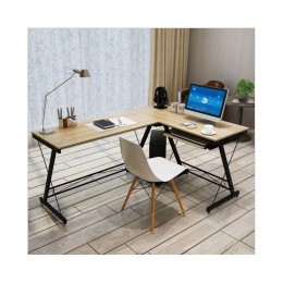 PC Metal Desk Left Corner 110/120x48x73cm Black/Maple