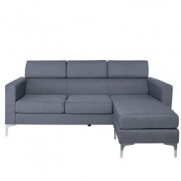 DOVER Reversible Corner Sofa Grey Fabric