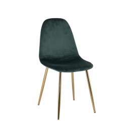 CELINA Gold Metal Chair, Green Velure