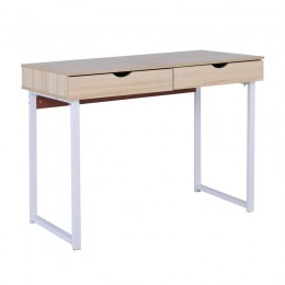 PC Metal Desk (2 drawers) 100x48x75cm White/Maple