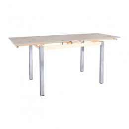 BLOSSOM Extend.Table 110+(30+30)x70cm Steel Chromed/Glass Beige