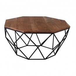 GLEN Coffee Table 82x82x40cm Acacia Natural/Steel Black