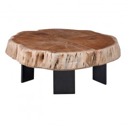 SIVA Coffee Table +/-70x65x33cm Acacia Natural/Steel Gun metal