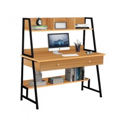 PC Metal Desk 2 Drawers/2 Shelves 120x48x73/137cm Black/Natural