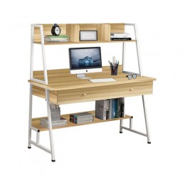 PC Metal Desk 2 Drawers/2 Shelves 120x48x73/137cm White/Sonoma