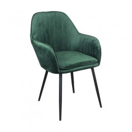 VALERY Armchair Metal Black/Fabric Velure Forest Green