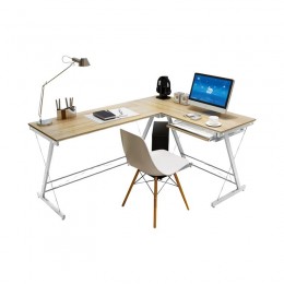PC Metal Desk Left Corner 110x120x48x73cm White/Maple