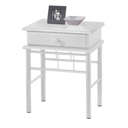 FLORA Side Table Metal White Paint/Wood White