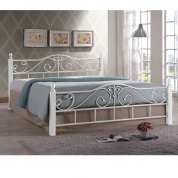 ADEL Bed 160x200 Metal White/Wood White