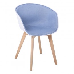 OPTIM Armchair PP White, Fabric Blue (wooden leg)