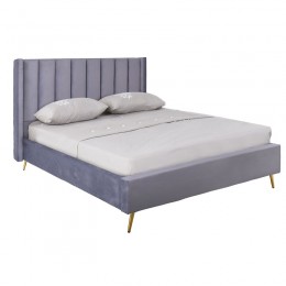 PASSION Bed (for mattress 160x200) Grey Velure Fabric
