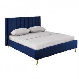 PASSION Bed (for mattress 160x200) Blue Velure Fabric