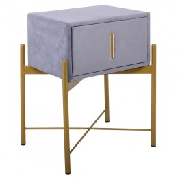 PASSION Bedside Grey Velure Fabric 1-Drawer