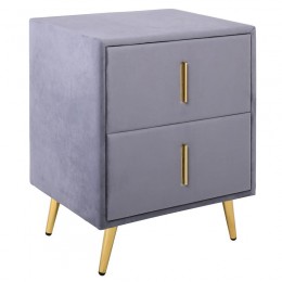 PASSION Bedside Grey Velure Fabric 2-Drawers