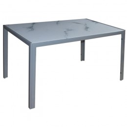 DEGO Table 140x80cm Metal Grey Paint/Glass White Marble