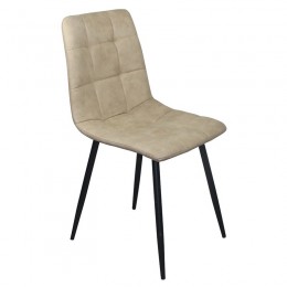 LYDIA Chair Metal Black, Beige Suede Fabric