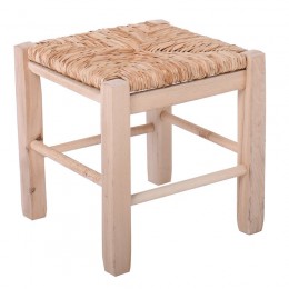TAVERNA Low Stool H35cm Unpainted with Rush Seat