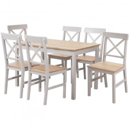 DAILY Set K/D (Table 150x90+6 Chairs) White/Natural