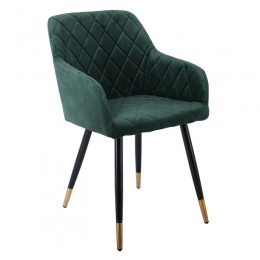 RENA Armchair Metal Black/Fabric Velure Forest Green