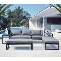 ORBEA Set Alu (Sofa+2 Benches+Coffee Table) Dark Grey/Cushions Dark Grey