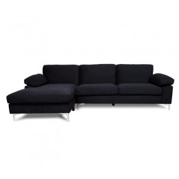 ALEX Corner Sofa Fabric Black Velure