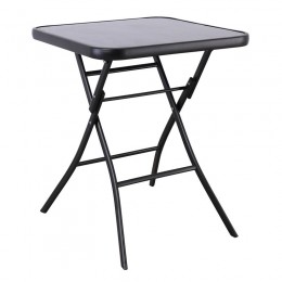 BALENO Folding Table 60x60cm Metal Black/Glass Black