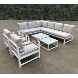MARILIAN Set Multifunctional (6pcs) Metal White/Cushions Light Grey