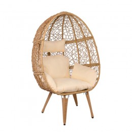 MIAMI Egg Leisure Chair, Wicker Natural, Cushion Beige