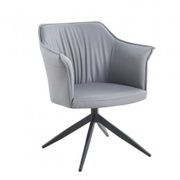 EVELYN Revolving Armchair Metal Black/Pu Dark Grey