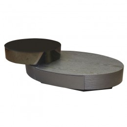 BONI Coffee Table Oval w/drawer 124x70x22/39cm Black-Zebrano
