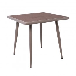 SERRANO Table 80x80cm Metal Sand Beige/Polywood Walnut
