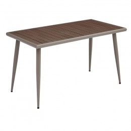 SERRANO Table 130x70cm Metal Sand Beige/Polywood Walnut