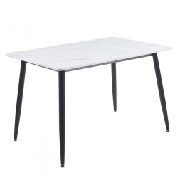 DATUM Table 120x80cm Mdf White Marble (Black Paint)