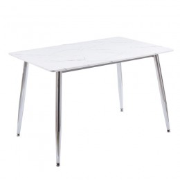 DATUM Table 120x80cm Mdf White Marble (Chromed)