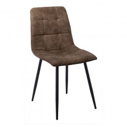 LYDIA Chair Metal Black, Brown Suede Fabric