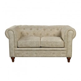 CHESTERFIELD 2-Seater Sofa Beige Fabric