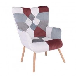 MARON Armchair Patchwork Brown Fabric