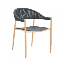 MALTA Armchair Metal Natural/PP-UV Grey/Rope Wicker Grey