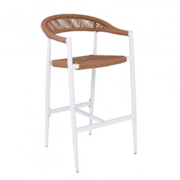 MADY Bar Stool Alu White/Rope Wicker Natural