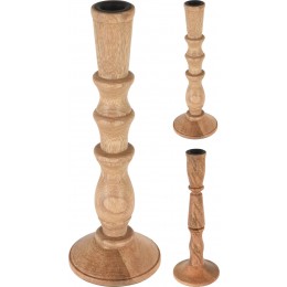 WOODEN CANDLE HOLDER 28CM 2 DESIGNS A67100940