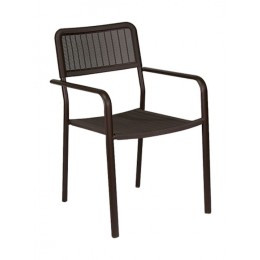 ARMCHAIR BROWN PLASTIC RATTAN WITH METAL FRAME 54.5x59.8x44cm CH-5072-BR