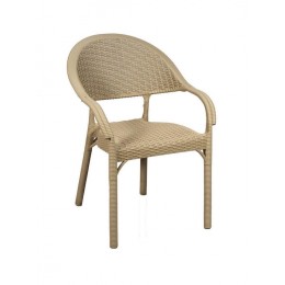 ARMCHAIR BEIGE PLASTIC RATTAN WITH METAL FRAME 54x51x85cm CH-5090-BE