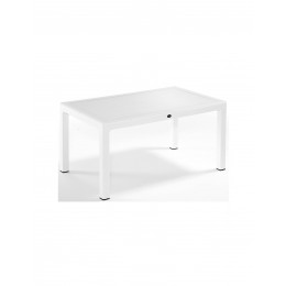 Defense150 table with glass 90x150cm white