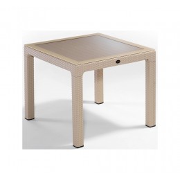 Defense 90 table with glass 90x90cm
