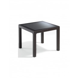 Defense 90 table with glass 90x90cm brown 