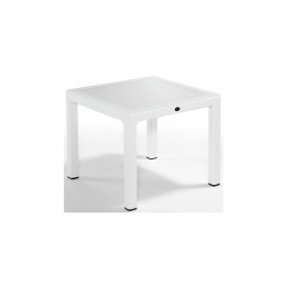 Defense 90 table with glass 90x90cm WHITE