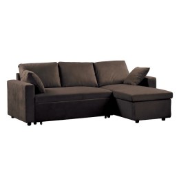 MONTREAL Reversible Corner Sofabed Dark Brown Microfiber