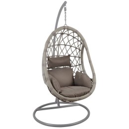 MACAN Hanging Lounge Steel & Wicker Grey/Cushion Cappuccino