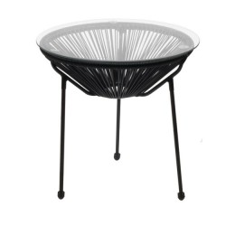 ACAPULCO Side Table D.50 Black Steel, Black Plastic Rattan