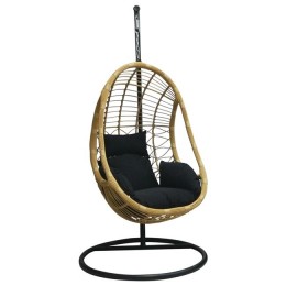 SALSA Hanging Lounge Steel Black/Wicker Natural/Cushion Black